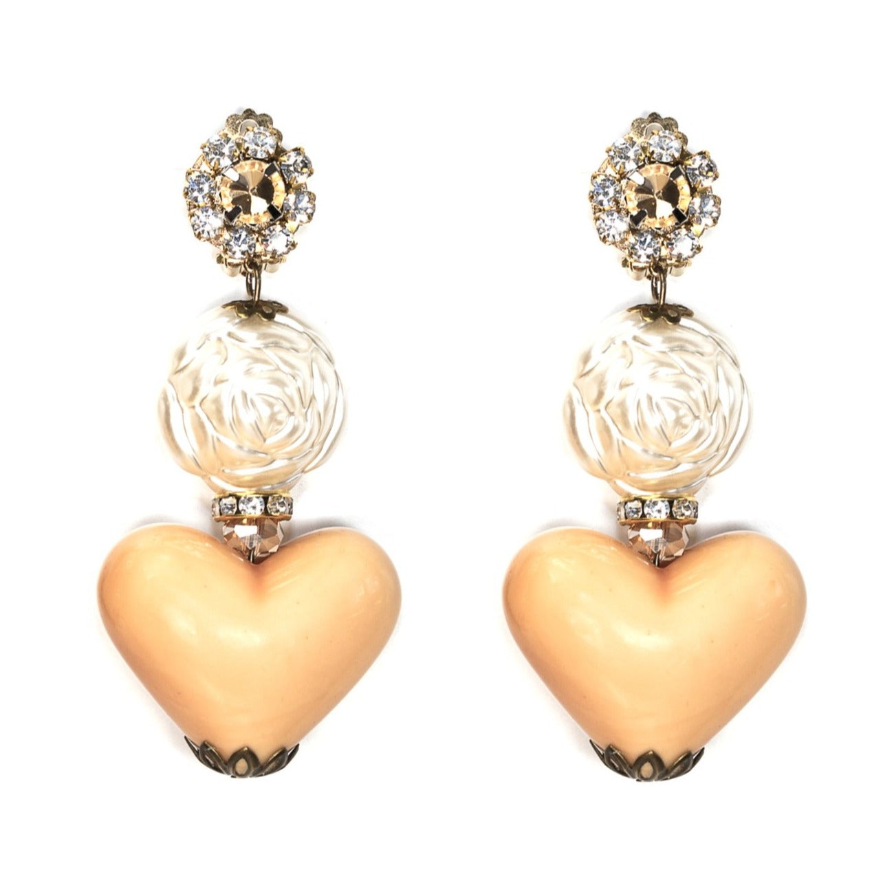 Heart Earrings Ivory