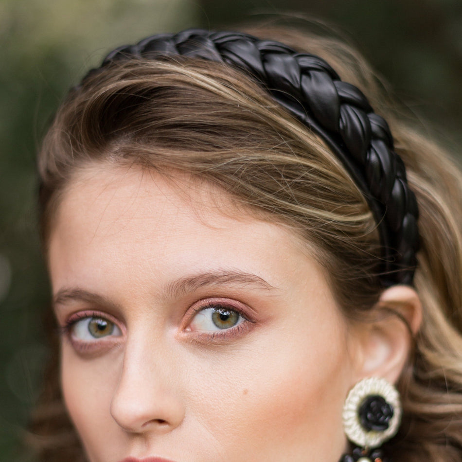 Star Headband in Faux-Leather Black