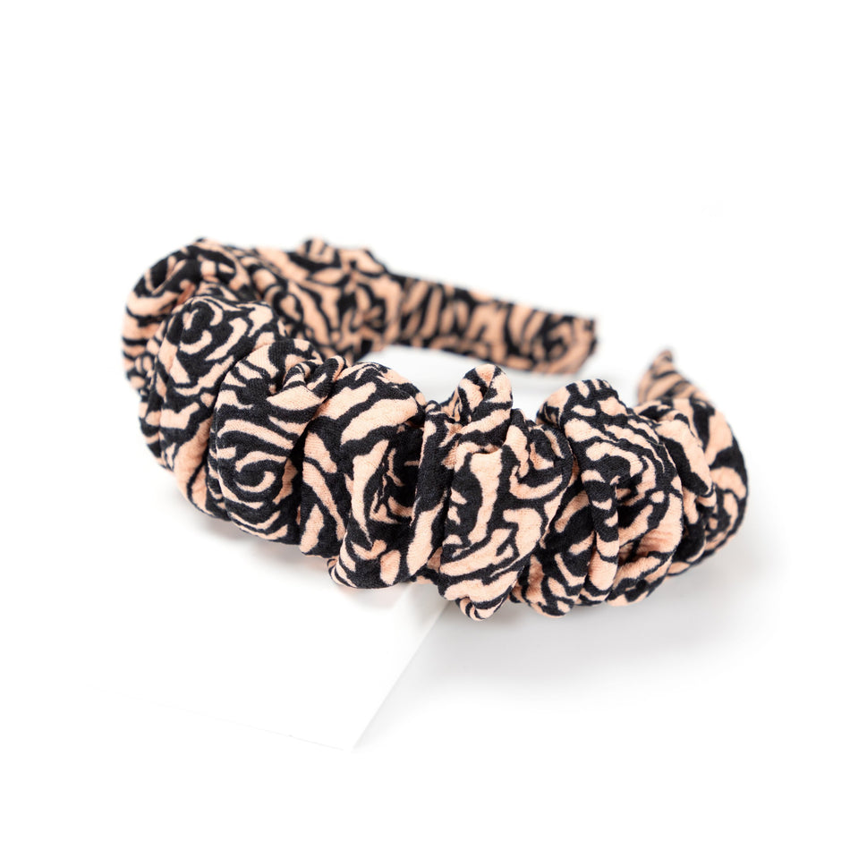 Enchanted Headband in Textured Cotton Black/Pink